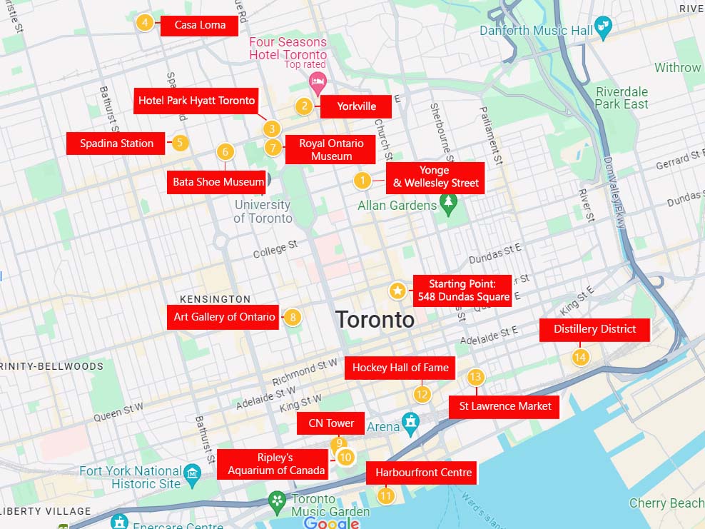 Hop On Hop Off Toronto Map