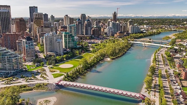 sky view of Calgary city in canada