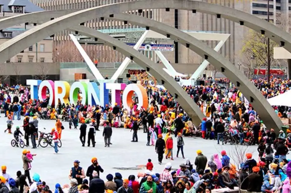 People gathering at Nathan Square Toronto