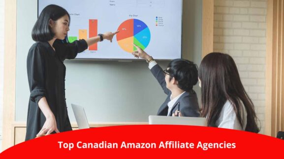 Canadian affiliate agencies, a woman showing a chart to her colleagues...